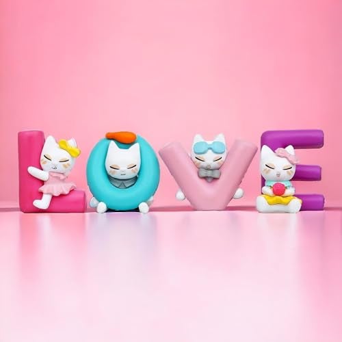 Ascension Love Alphabet Cat Dolls Love Animated Characters Showpiece Love Miniature Showpiece Set Valentine Gift for Boyfriend Girlfriend Love Miniature Adventure Showpiece Valentine Gifts - Image 1