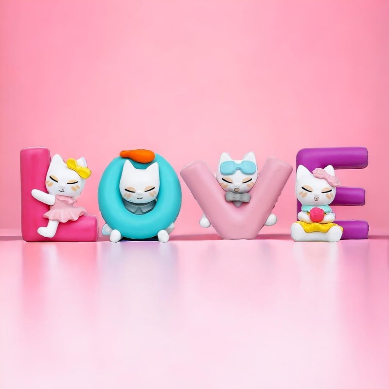 Ascension Love Alphabet Cat Dolls Love Animated Characters Showpiece Love Miniature Showpiece Set Valentine Gift for Boyfriend Girlfriend Love Miniature Adventure Showpiece Valentine Gifts - Image 5