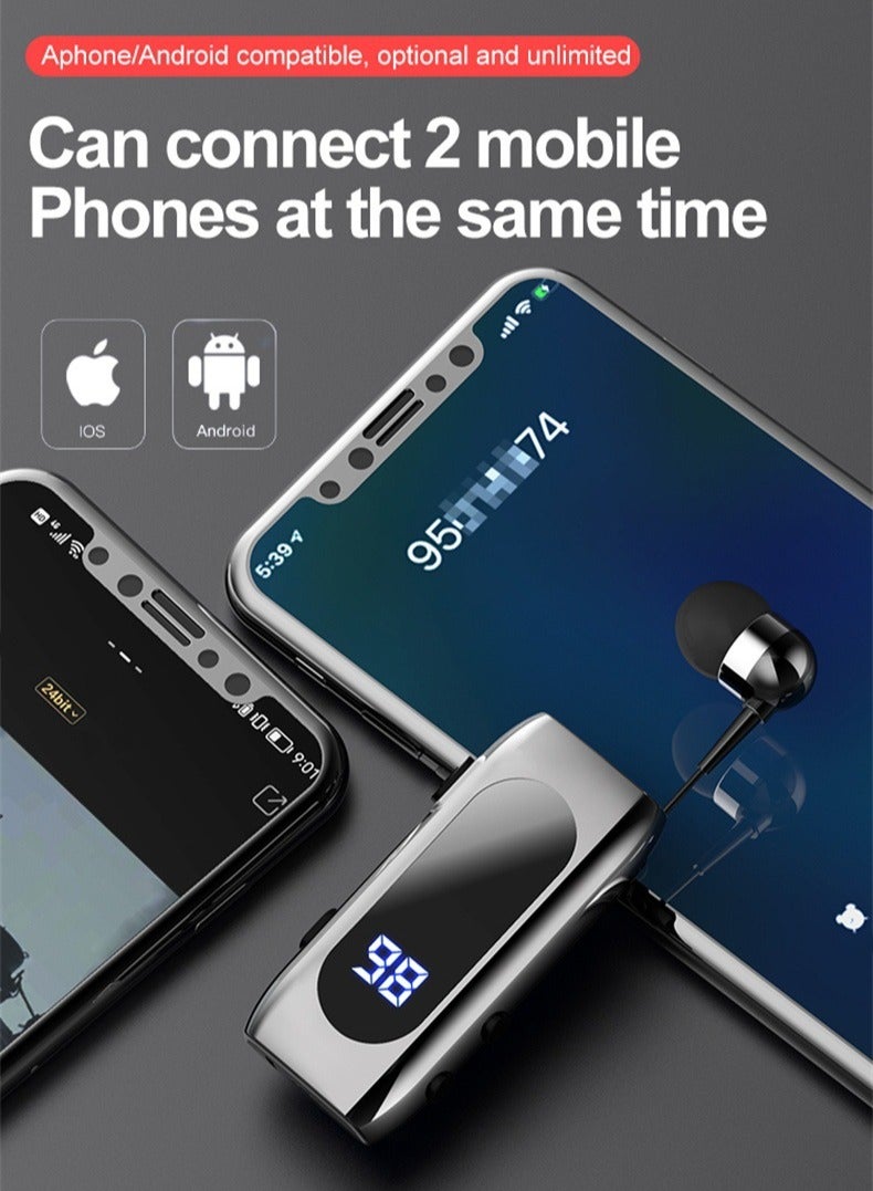 Incoming Call Vibration K55 Bluetooth Headset Lavalier Retractable Cable Smart Bluetooth Headset Sports Single Ear In-Ear - Image 3