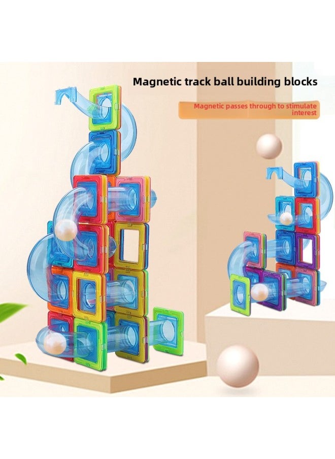 Magnetic Slide Building Blocks Variable Ball Matching Toys Children's Diy Early Education Toys 3-year-old Kindergarten-Color:Slide Magnetic Sheet 10 Piece Set [storage Box]]  - Image 3