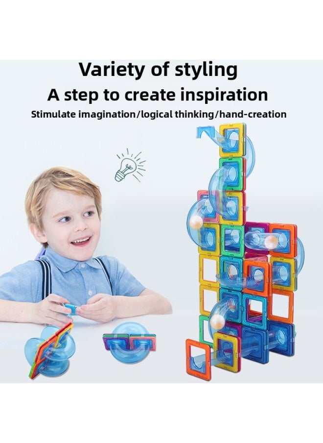 Magnetic Slide Building Blocks Variable Ball Matching Toys Children's Diy Early Education Toys 3-year-old Kindergarten-Color:Slide Magnetic Sheet 10 Piece Set [storage Box]]  - Image 5