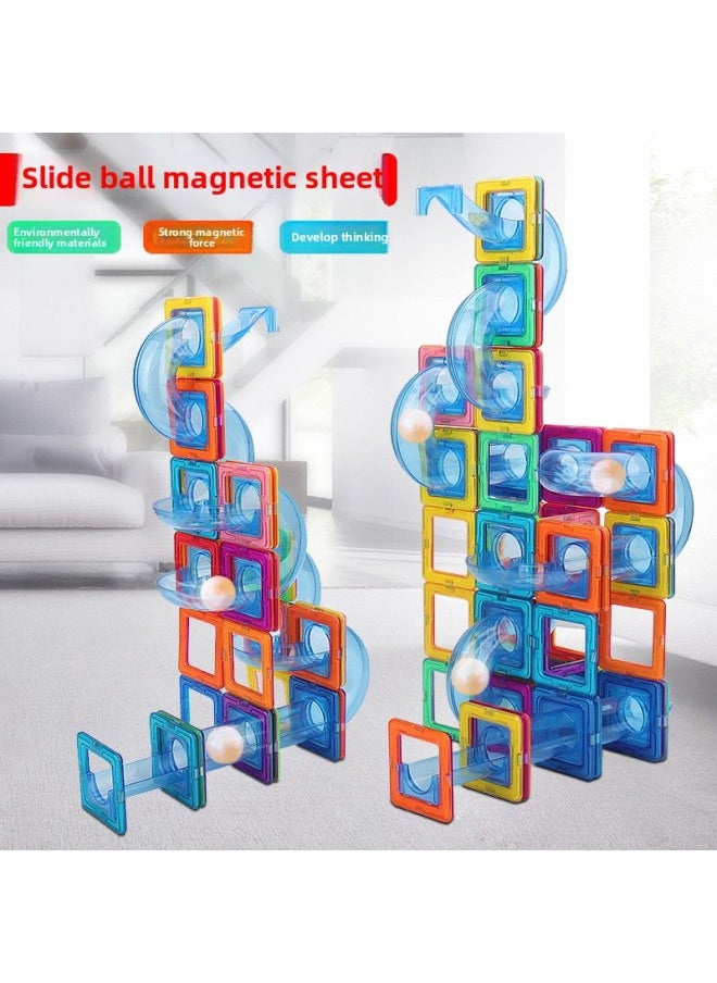 Magnetic Slide Building Blocks Variable Ball Matching Toys Children's Diy Early Education Toys 3-year-old Kindergarten-Color:Slide Magnetic Sheet 10 Piece Set [storage Box]]  - Image 2