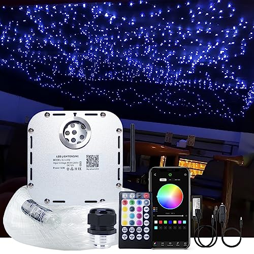 AKEPO Car Home Use 32W RGBW Twinkle+ Sound Activated+ APP Fiber Optic Lights Kit Star Ceiling Sky Light with Total 800pcs in 13.1ft/4m + 9.8ft/3m Long Optical Fiber Cable for Indoor or Interior Decor - Image 1