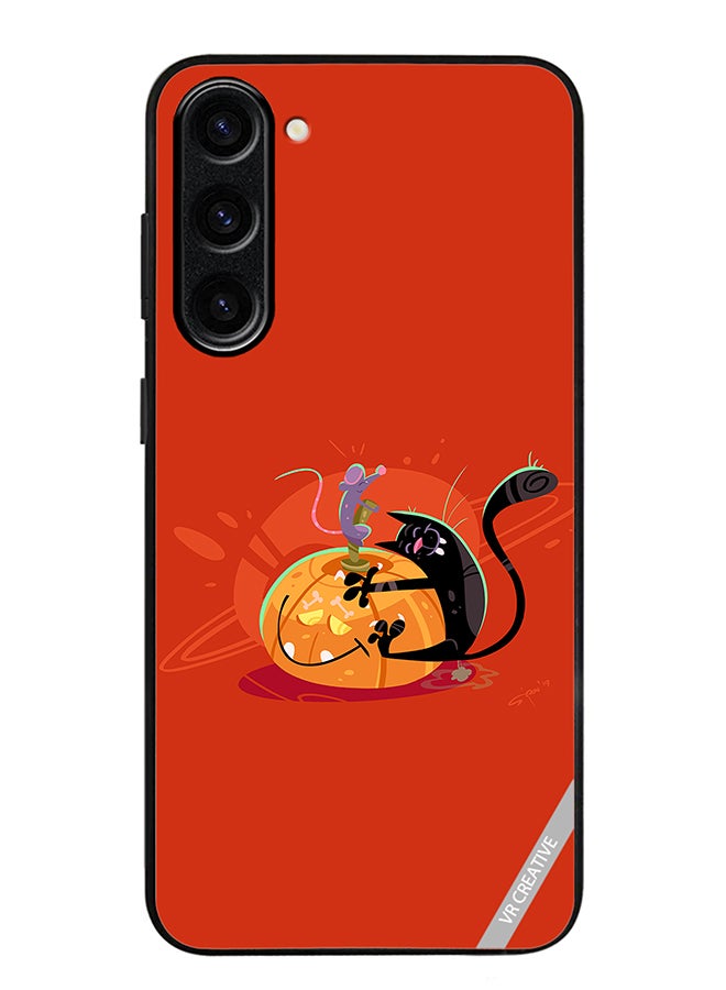 VR CREATIVE Protective Case Cover For Samsung Galaxy S23 FE Halloween Cat Design Multicolour - Image 1