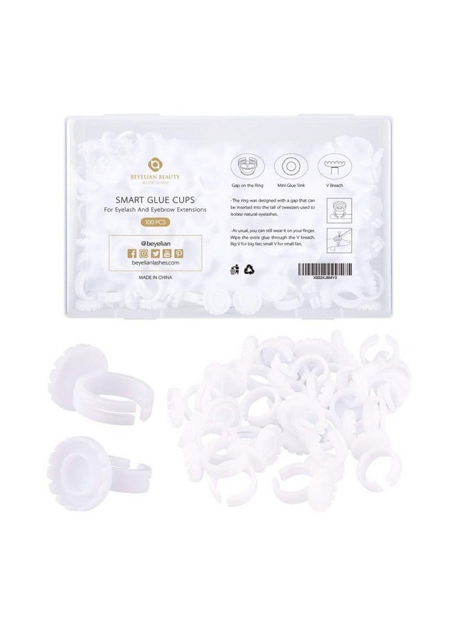BEYELIAN BEYELIAN Smart Glue Cups Fanning Cup Lash Glue Holder for Eyelash Extensions 2 Methods of Use 100 PCS Professional Use PP Material Harmless to Human  - Image 1