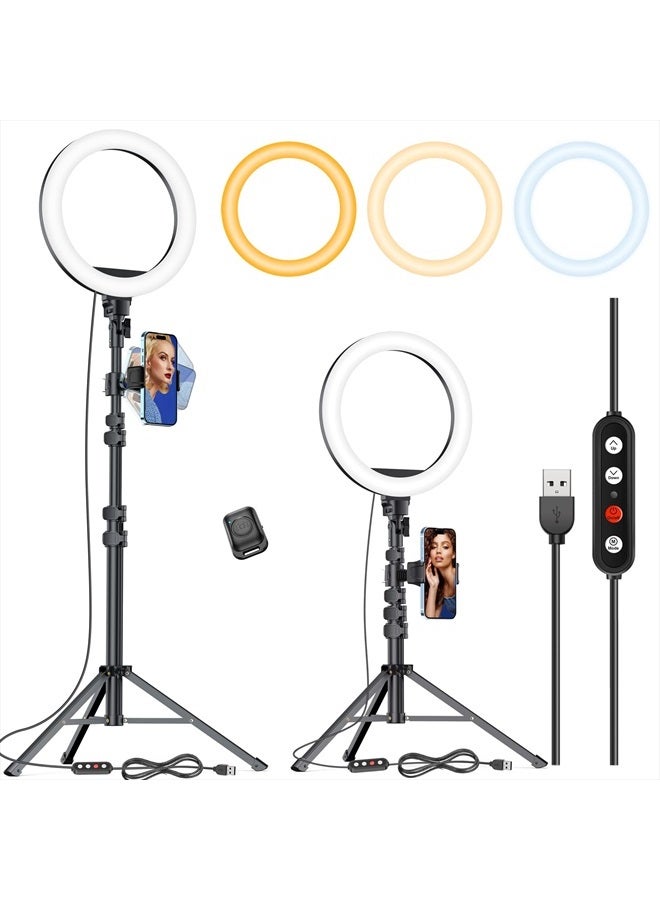 Kaiess 10.2" Selfie Ring Light with 65" Adjustable Tripod Stand & Phone Holder for Live Stream/Makeup, Upgraded Dimmable LED Ringlight for Tiktok/YouTube/Zoom Meeting/Photography - Image 1