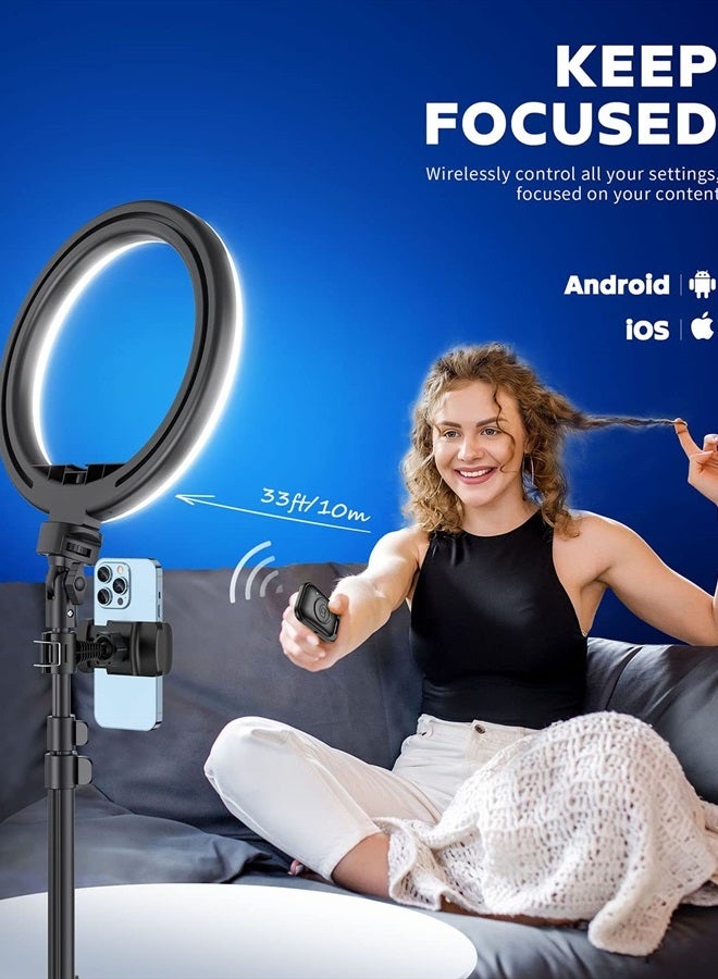 Kaiess 10.2" Selfie Ring Light with 65" Adjustable Tripod Stand & Phone Holder for Live Stream/Makeup, Upgraded Dimmable LED Ringlight for Tiktok/YouTube/Zoom Meeting/Photography - Image 4