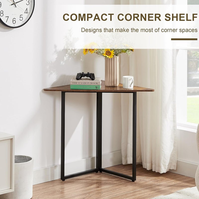 VECELO Corner Shelf, End Side Tables, Triangle Shelves with Metal Frame for Small Space, Living Room, Kitchen, Bathroom - Image 3