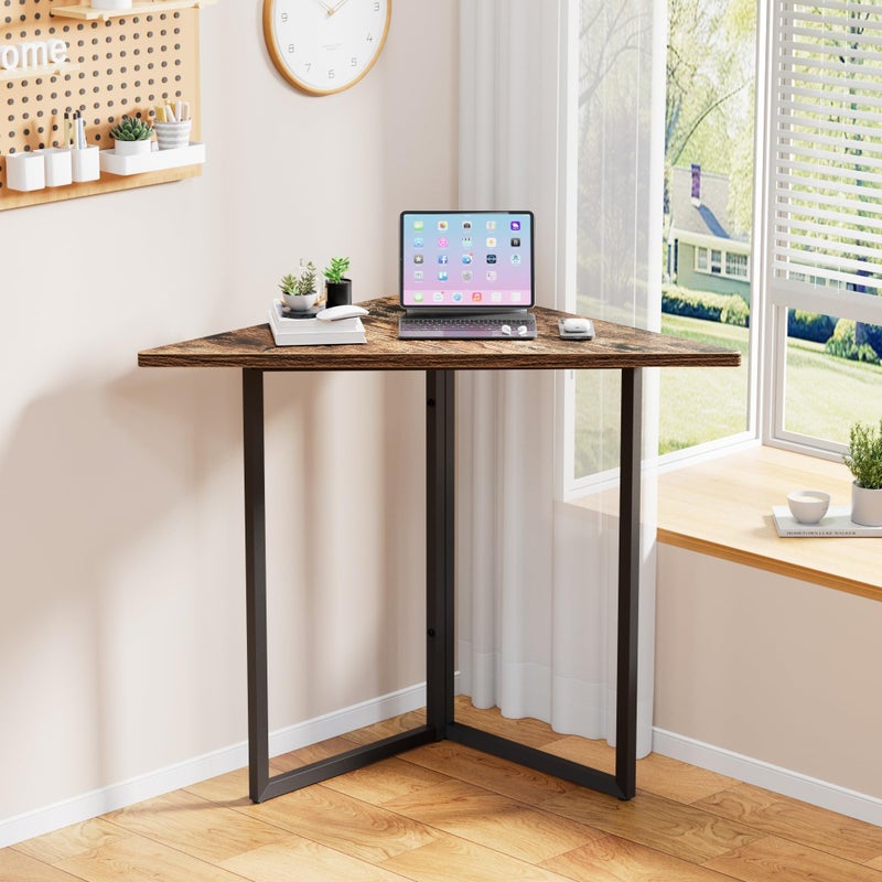 VECELO Corner Shelf, End Side Tables, Triangle Shelves with Metal Frame for Small Space, Living Room, Kitchen, Bathroom - Image 1