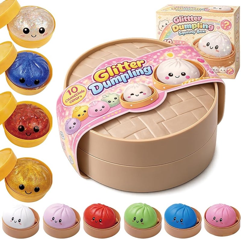 Glitter Dumpling Squishy Toy 1PCS Random Color  Surprise Box 10 Colors Stress Relief - Image 1
