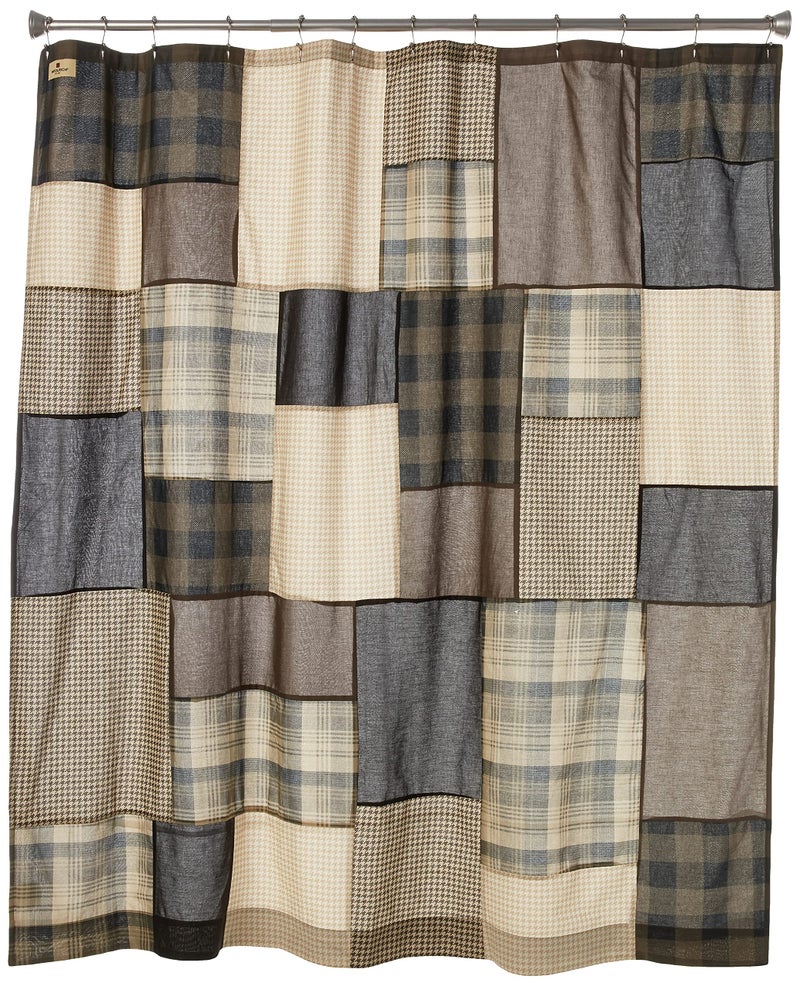 Woolrich John Rich & Bros. Woolrich Winter Hills Cotton Shower Curtain, Plaid Lodge/Cabin Shower Curtains for Bathroom, 72 X 72, Tan - Image 4