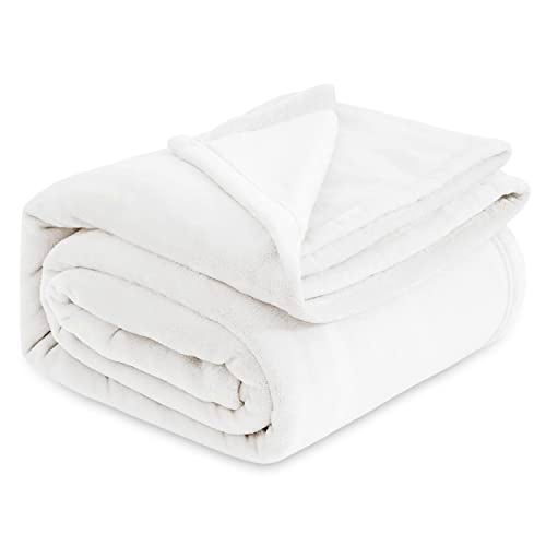 Bedsure GentleSoft Fleece Blankets Queen Size White - Bed Blanket Soft Lightweight Plush Fuzzy Cozy Luxury Microfiber, 90x90 inches - Image 1