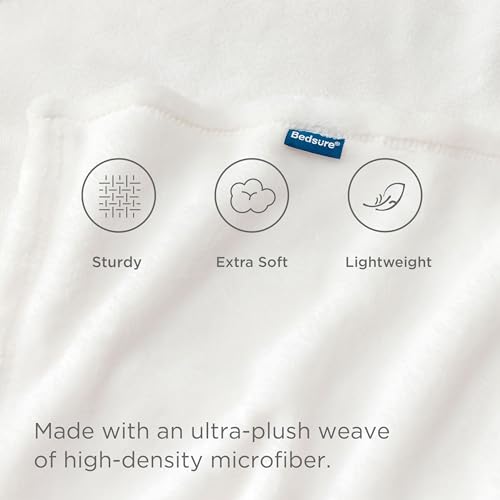 Bedsure GentleSoft Fleece Blankets Queen Size White - Bed Blanket Soft Lightweight Plush Fuzzy Cozy Luxury Microfiber, 90x90 inches - Image 3