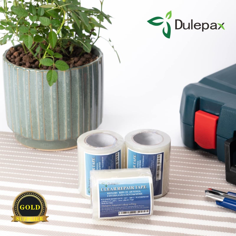 Dulepax شريط إصلاح خيمة دوليبكس، شريط إصلاح مظلة، إصلاح أغطية القوارب، مجموعة إصلاح أغطية RV، إصلاح قماش، مجموعة رقع قماش، شريط شراع إلخ... 1 لفة بطول 30 قدم × 2.9 إنش - Image 2