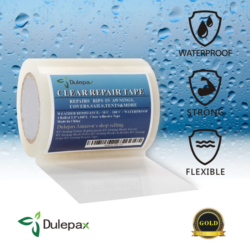 Dulepax شريط إصلاح خيمة دوليبكس، شريط إصلاح مظلة، إصلاح أغطية القوارب، مجموعة إصلاح أغطية RV، إصلاح قماش، مجموعة رقع قماش، شريط شراع إلخ... 1 لفة بطول 30 قدم × 2.9 إنش - Image 3