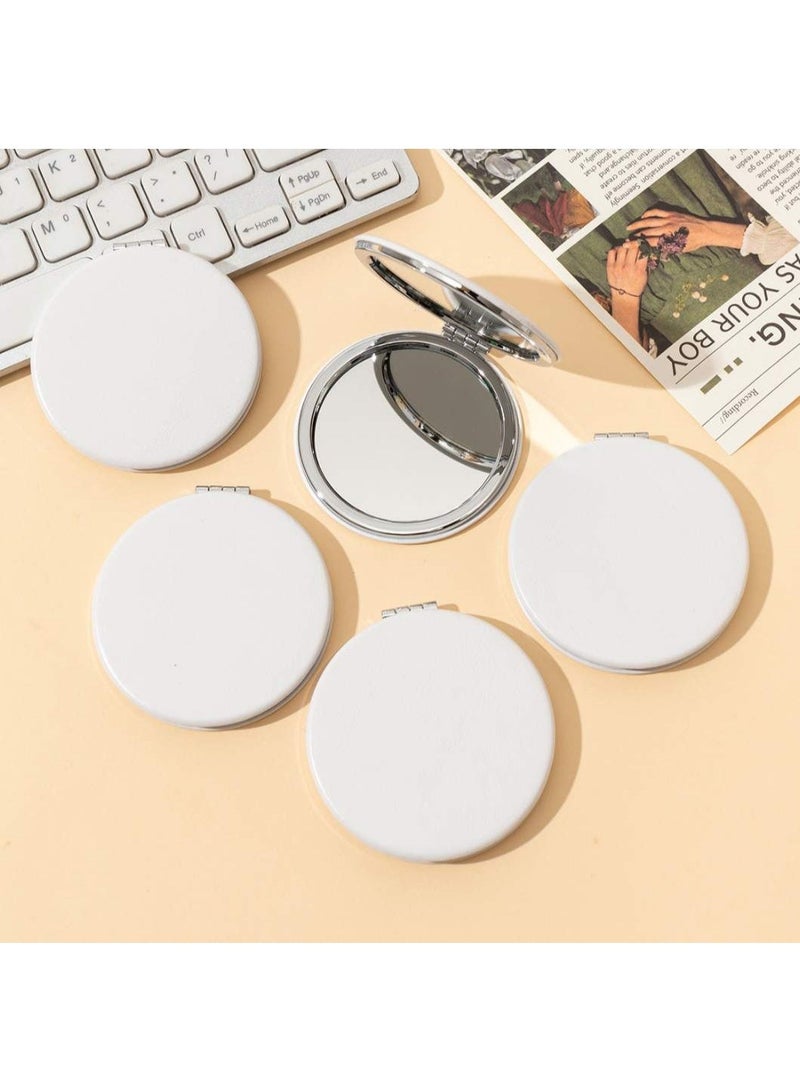 مرآة مكياج صغيرة محمولة قابلة للطي على الوجهين للنساء بسطح من جلد البولي يوريثان ومرآة مغناطيسية عالية الدقة قابلة للفتح والإغلاق ضرورية للسفر - Image 4