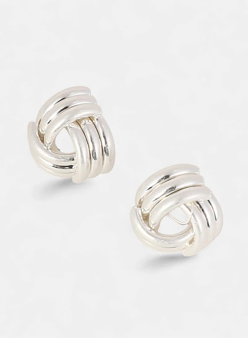 SOHI Small Ribbed-Intertwine Artificial Stud Earring Jewellery