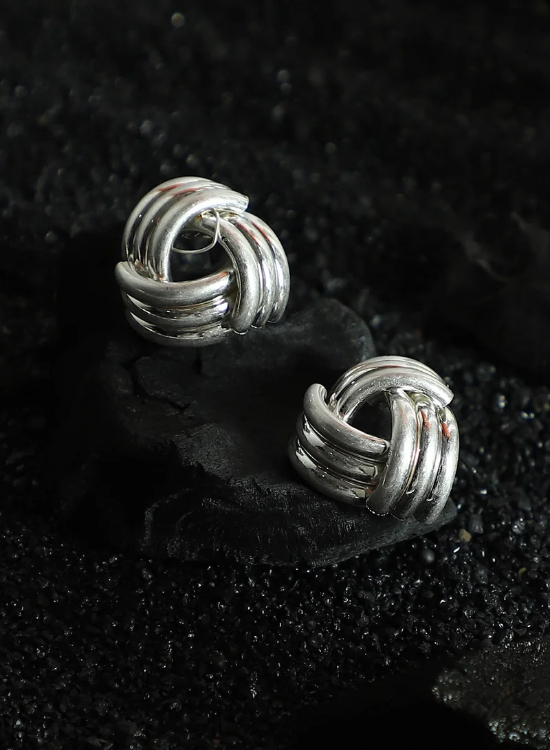 SOHI SOHI Women's The Small Ribbed-Intertwine Stud Earrings For Casual Wear | Metallic  Colour | Alloy Material | Push Back Closure | Metallic Earrings | Stud Earrings For Women & Girls