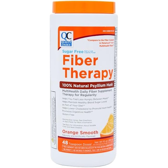 Quality Choice Sugar Free Fiber Powder Naturally Derived Vegetable Formula 48 Doses Orange Flavor - Image 1