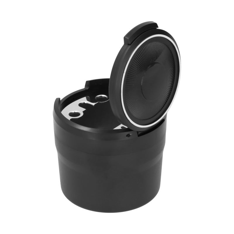 Car Ashtray: Black Stainless Steel Container - Smokeless With LED Light, Auto Pop-Up Lid, Compact Size for Car, Home, Office, Travel, Smokers - Image 2