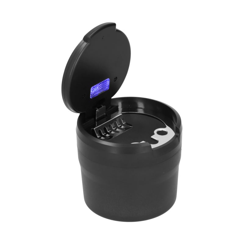 Car Ashtray: Black Stainless Steel Container - Smokeless With LED Light, Auto Pop-Up Lid, Compact Size for Car, Home, Office, Travel, Smokers - Image 3