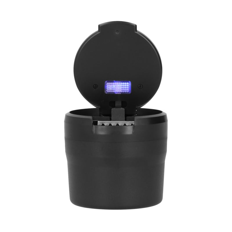 Car Ashtray: Black Stainless Steel Container - Smokeless With LED Light, Auto Pop-Up Lid, Compact Size for Car, Home, Office, Travel, Smokers - Image 5