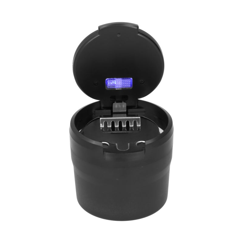 Car Ashtray: Black Stainless Steel Container - Smokeless With LED Light, Auto Pop-Up Lid, Compact Size for Car, Home, Office, Travel, Smokers - Image 4