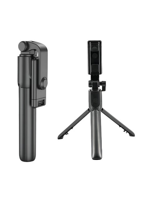 عصا سيلفي R1  -  بطارية قابلة للاستبدال متوافقة مع اندرويد و ايفون - الخامة ABS + ستانلس ستيل – لون اسود