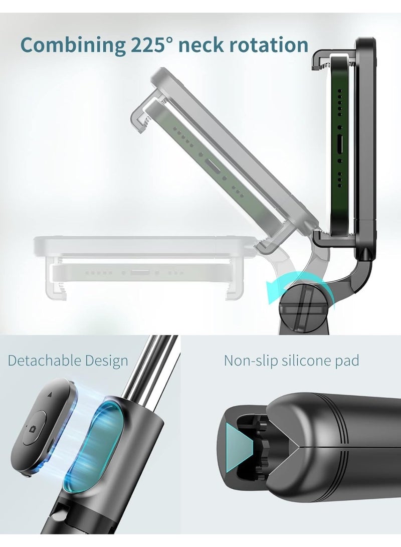 R1  Selfie Stick- Replaceable Battery Compatible with Android and iPhone - ABS + Stainless Steel - Black - Image 4