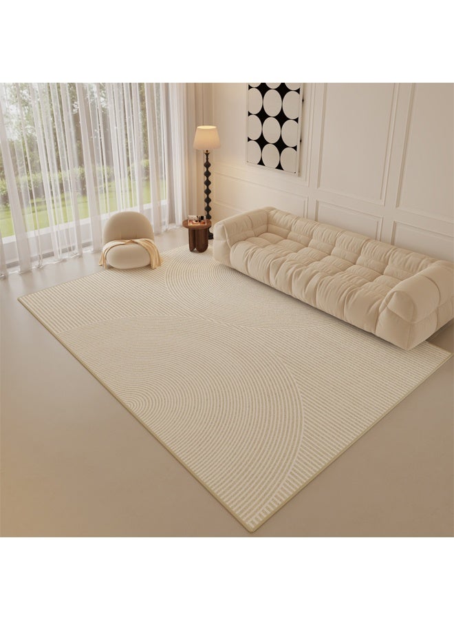 keke Simple Cream Large Area Fluffy Rug Carpet 200X340 CM  (Three Proof Cotton Based Loop Velvet) - Image 1