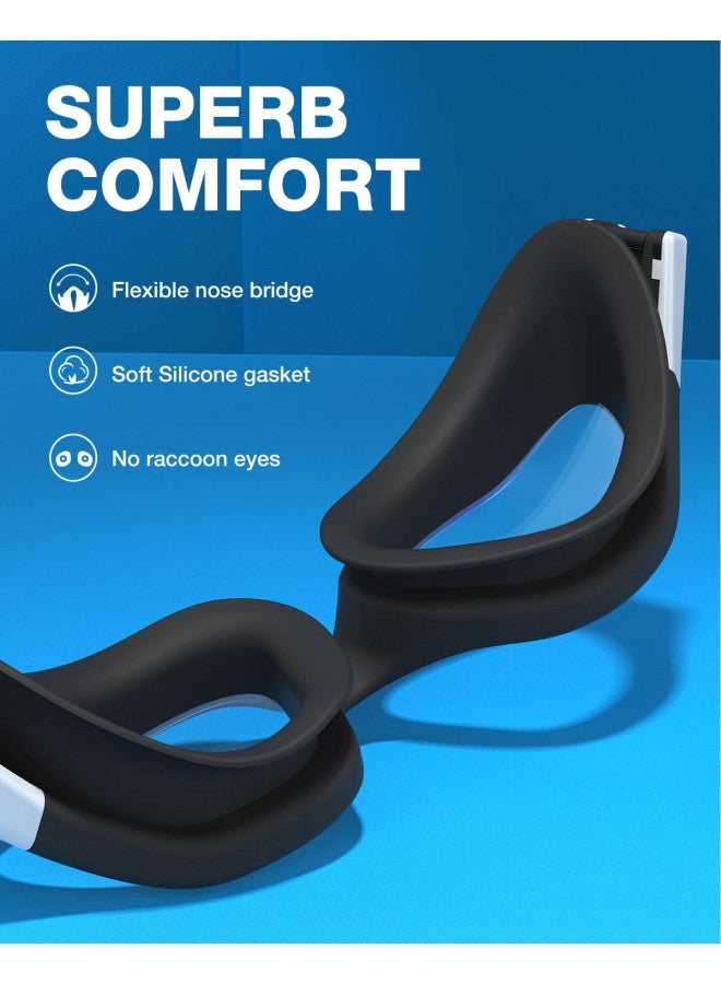 ZIONOR Swimming Goggles, 2 Packs G1 Polarized Swim Goggles UV Protection Watertight Anti-fog Adjustable Strap for Adult Men and Women (BlackBlue+WhiteGold) - Image 3