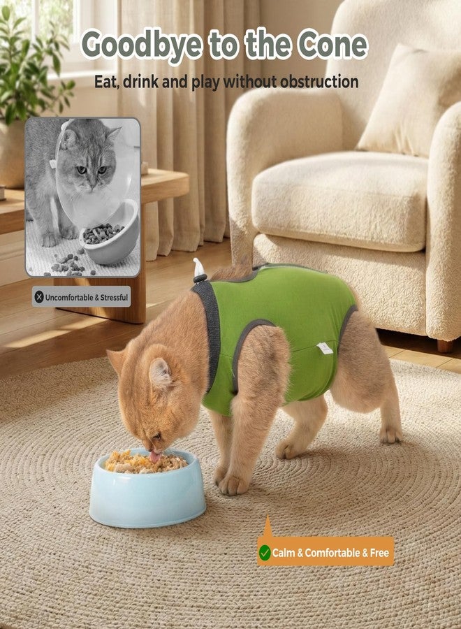 Avont Cat Recovery Suit for Surgery, Breathable Anti-Licking Onesie for Kittens, Surgical Post-Operative Protective Bodysuit, Comfortable Alternative to E-Collar -Green (S) - Image 5