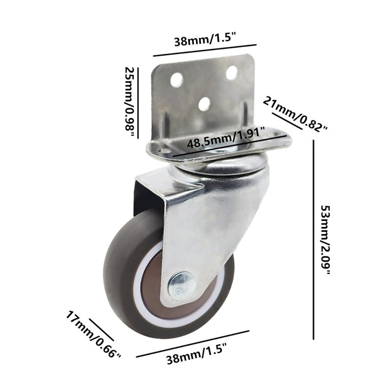 Heavy Duty Side Mount Caster Wheels 4PCS Ball Bearing 360 Swivel Rubber Castors For Furniture 1 5 Inch - Image 3