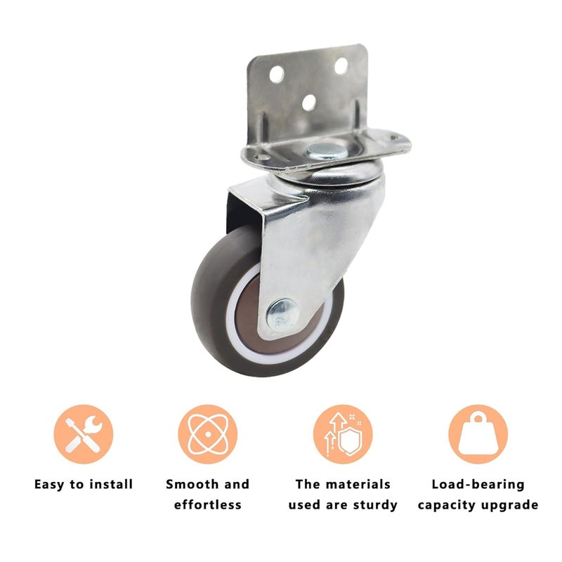 Heavy Duty Side Mount Caster Wheels 4PCS Ball Bearing 360 Swivel Rubber Castors For Furniture 1 5 Inch - Image 4