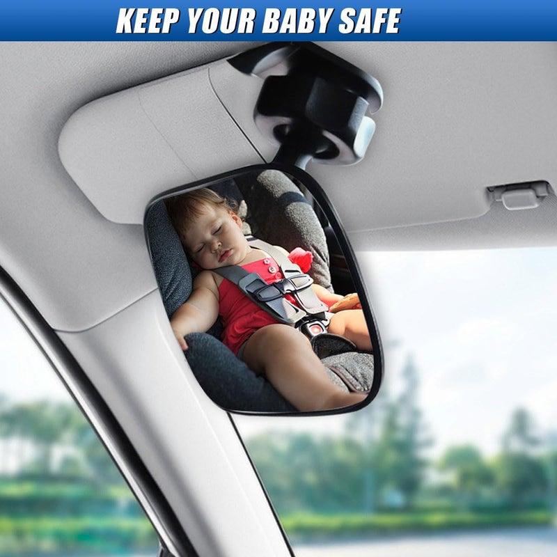 UHANBUT Car Mirror for Baby, 360Â° Adjustable Wide Angle Car Rear View Convex Mirror, Universal Baby Facing Rear HD Safety Back Seat Mirrors Clip on Sun Visor (1PC) - Image 5