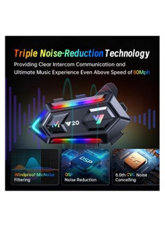 SYOSI Motorcycle Helmet Bluetooth Headset, Motorcycle Helmet Speaker, Cool RGB Dazzling Lights, with Double Noise Cancellation Strong Bass/IPX6 Waterproof Helmet Headphone, Compatible with All Helmets  - Image 3
