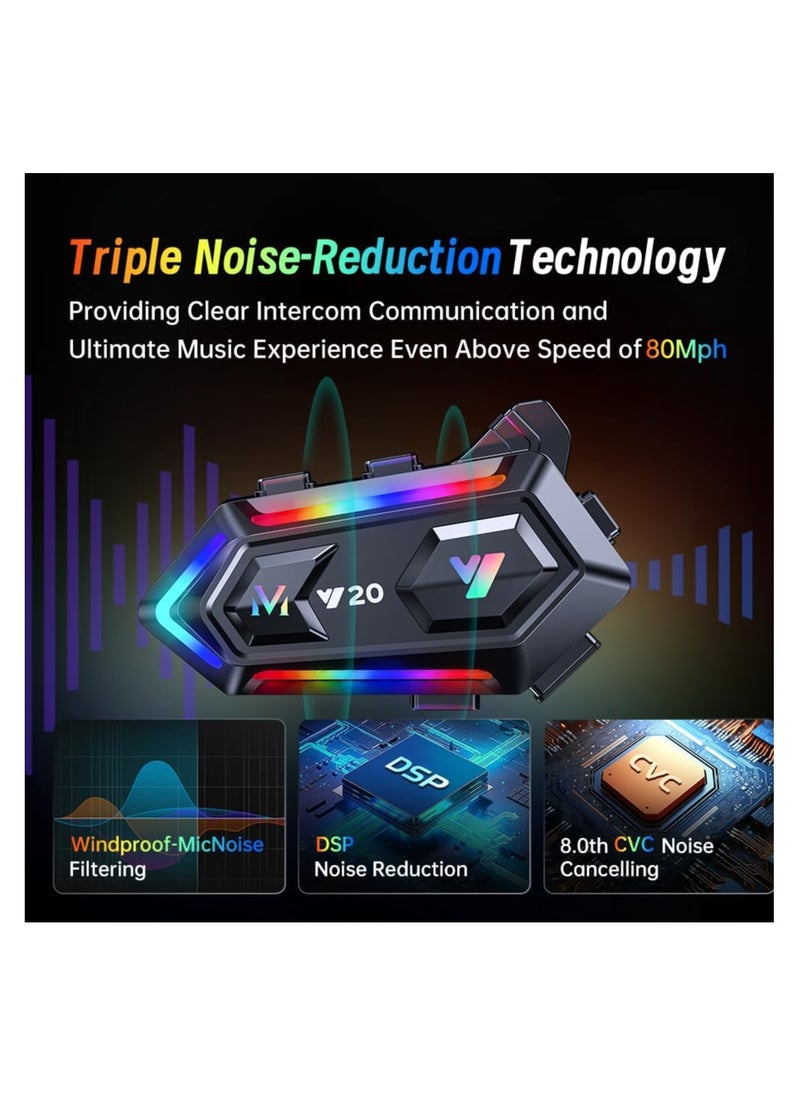 SYOSI Motorcycle Helmet Bluetooth Headset, Motorcycle Helmet Speaker, Cool RGB Dazzling Lights, with Double Noise Cancellation Strong Bass/IPX6 Waterproof Helmet Headphone, Compatible with All Helmets  - Image 3