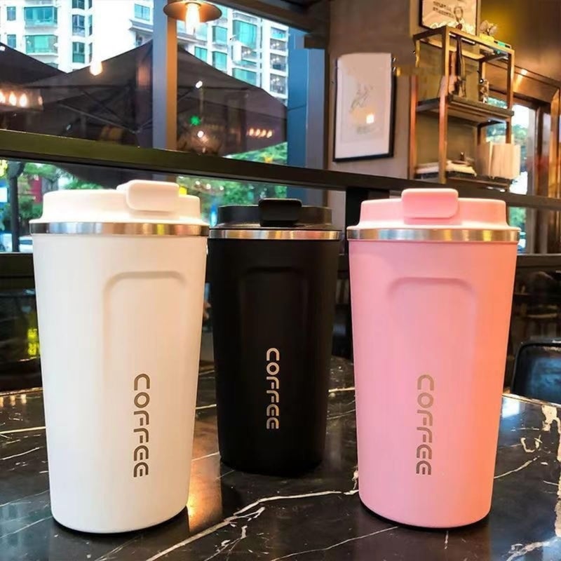 CozyNook 380ML Stainless Steel Coffee Cup, Leakproof Vacuum Insulated Travel Mug, Car Coffee Cup with Lid for Tea Coffee Office Travel Camping (Green) - Image 3