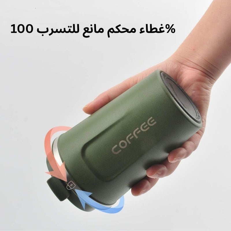 CozyNook 380ML Stainless Steel Coffee Cup, Leakproof Vacuum Insulated Travel Mug, Car Coffee Cup with Lid for Tea Coffee Office Travel Camping (Green) - Image 4