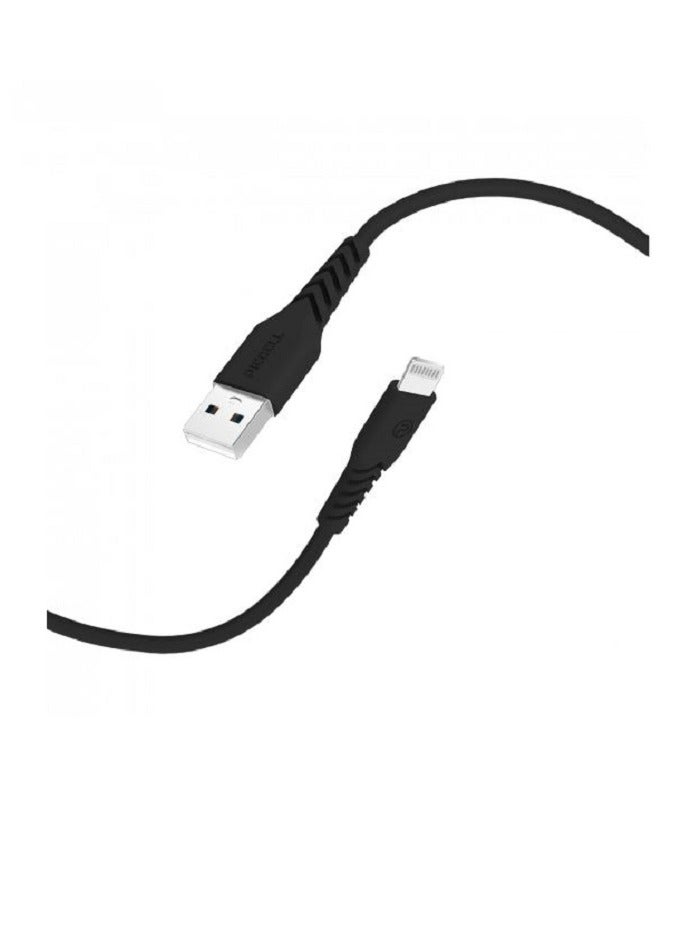 PIECELL iPhone cable, 120 cm, American brand Piecell, certified by Apple, black leather - Image 1