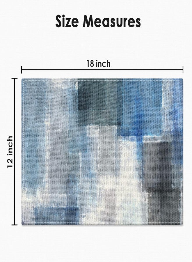 Emvency Farmhouse Placemats Set of 4, Abstract Blue and Gray Art Painting 12x18 Inch Table Mats for Outdoor Home Party Kitchen Dining Decoration - Image 2