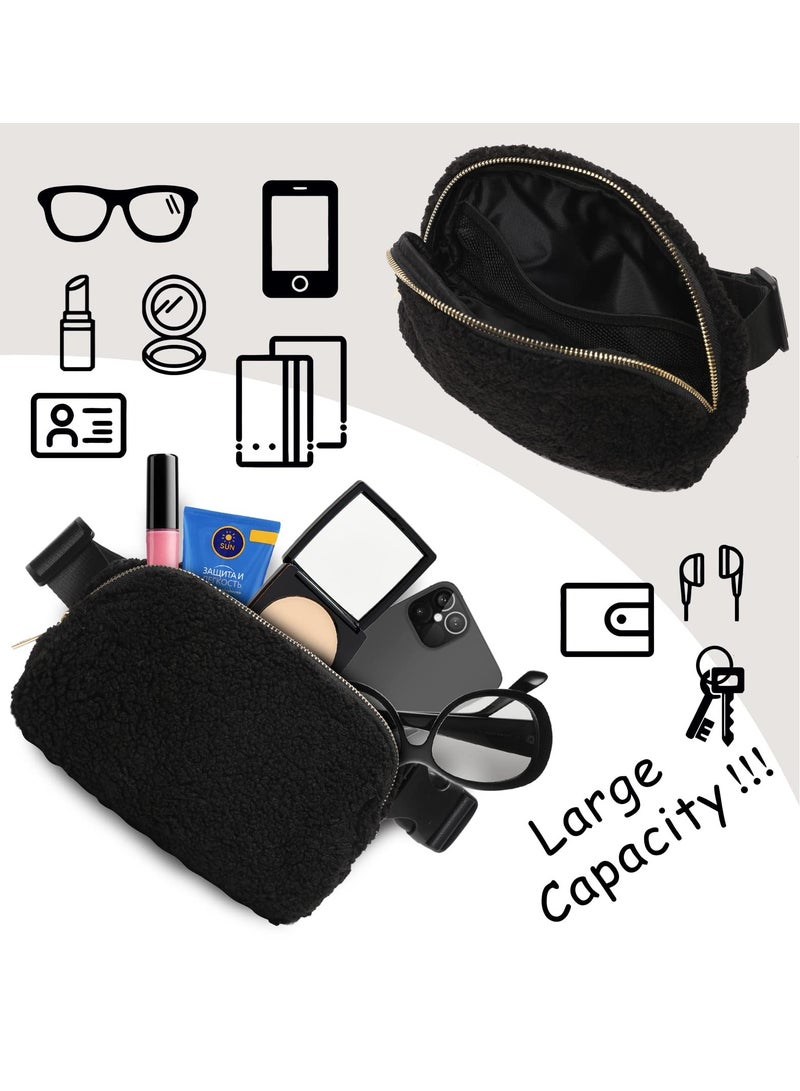 SYOSI Packs for Women with Adjustable Strap Watterproof Sherpa Belt Bag Winter Fashion Waist Packs Pack Everywhere Crossbody Bag Waist Bags for Workout Running Traveling Hiking Black - Image 3