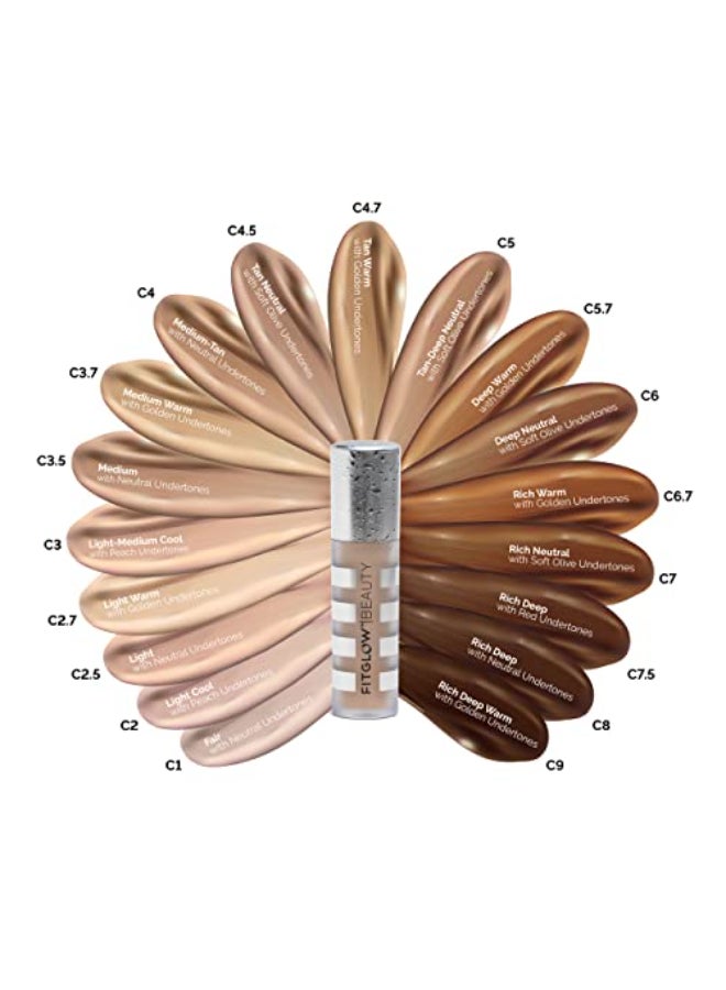 Fitglow Beauty Conceal Vegan Full Coverage Concealer Skincare with Vitamin K Green Tea Corrects Dark Circles Blemishes Redness NonCreasing Natural Finish C276g - Image 3
