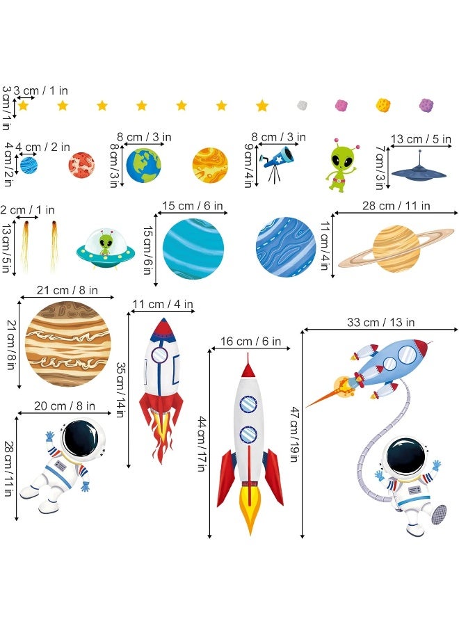 decalmile Outer Space Wall Decals Rocket Planets Astronaut Wall Stickers Baby Nursery Boys Bedroom Playroom Wall Decor - Image 4