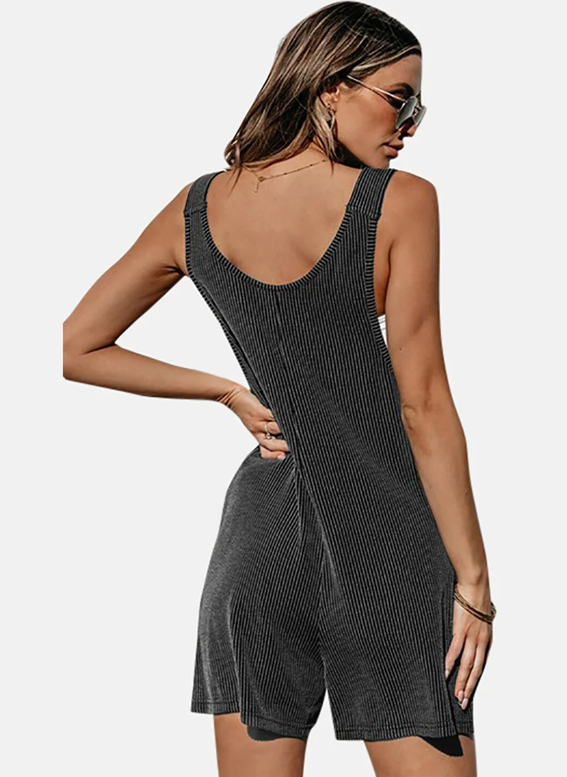YUNIQEE Grey Striped Relaxed FitTie-up Jumpsuit