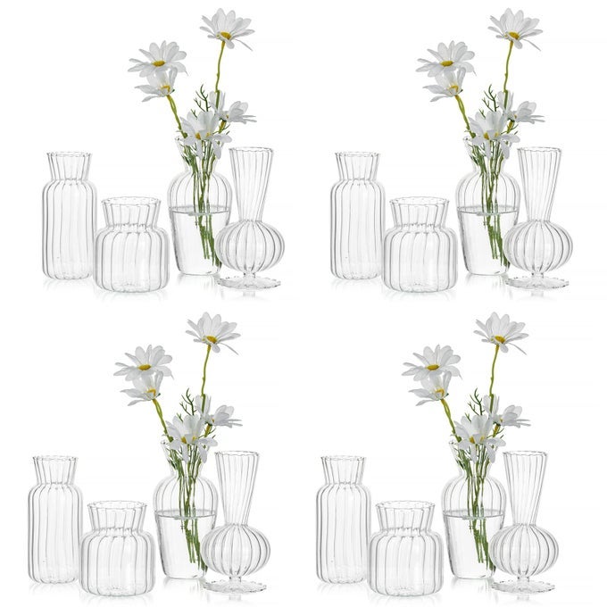 MINI GLASS VASES FOR CENTERPIECES SMALL CLEAR BUD VASE IN BULK CUTE FLOWER VASES SET FOR WEDDING HOME DECORATION TABLE DECOR CLEAR 16
