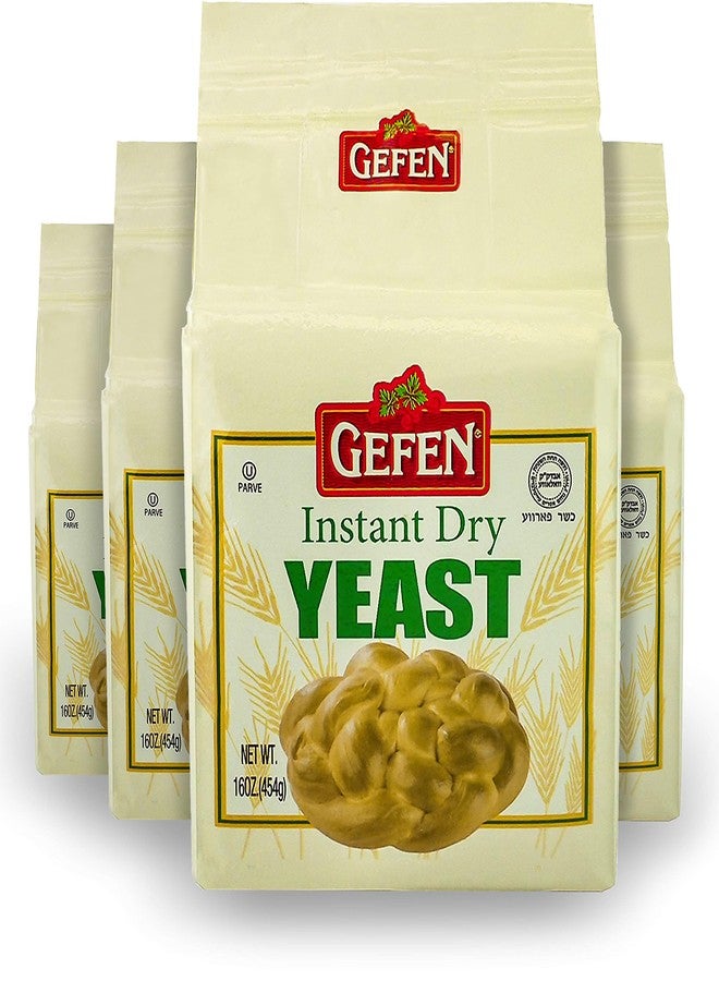 Gefen Instant Natural Dry Yeast, 1lb Bag (4 Pack) Great for Breads & Challah, Certified Kosher - Image 1