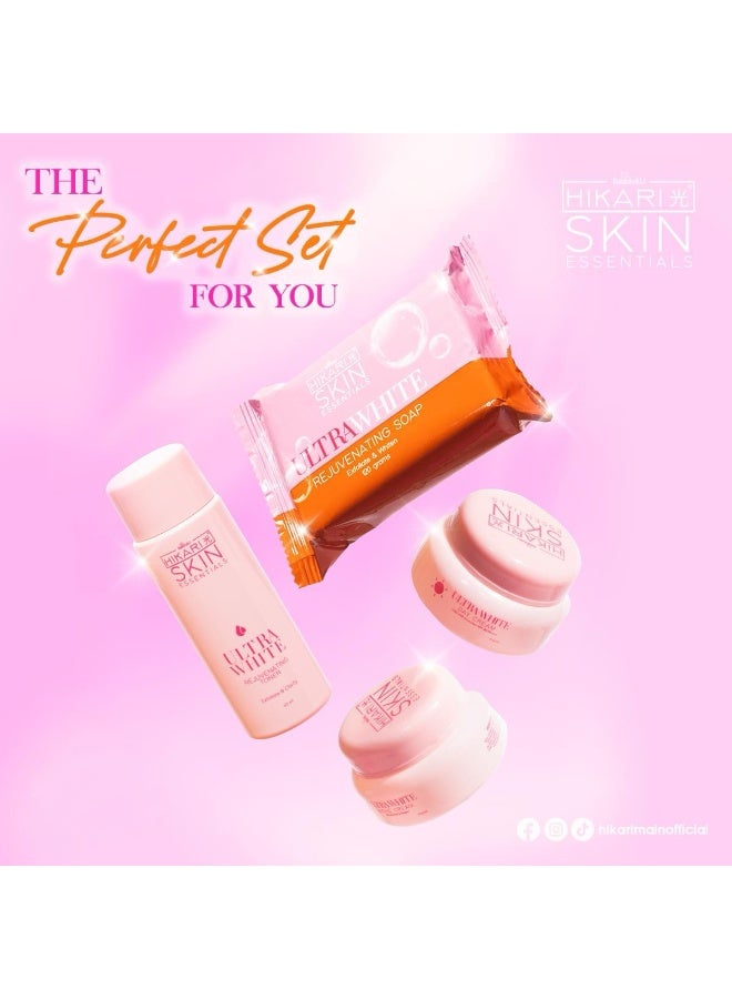 Hikari Skin Essentials Ultra White Set | 4-in-1 Rejuvenating Kit for Skin Brightening, Exfoliation & Clear Complexion - Image 4