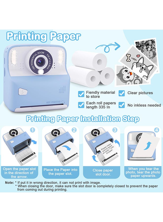 XiuWoo Instant Print Camera for Kids, Christmas Birthday Gifts for Age 3-12, 2.4 Inch Screen Inkless Children Selfie Digital Camera, Toddlers Portable Travel Toys for 3 4 5 6 7 8 Year Old Girls Boys - Image 5