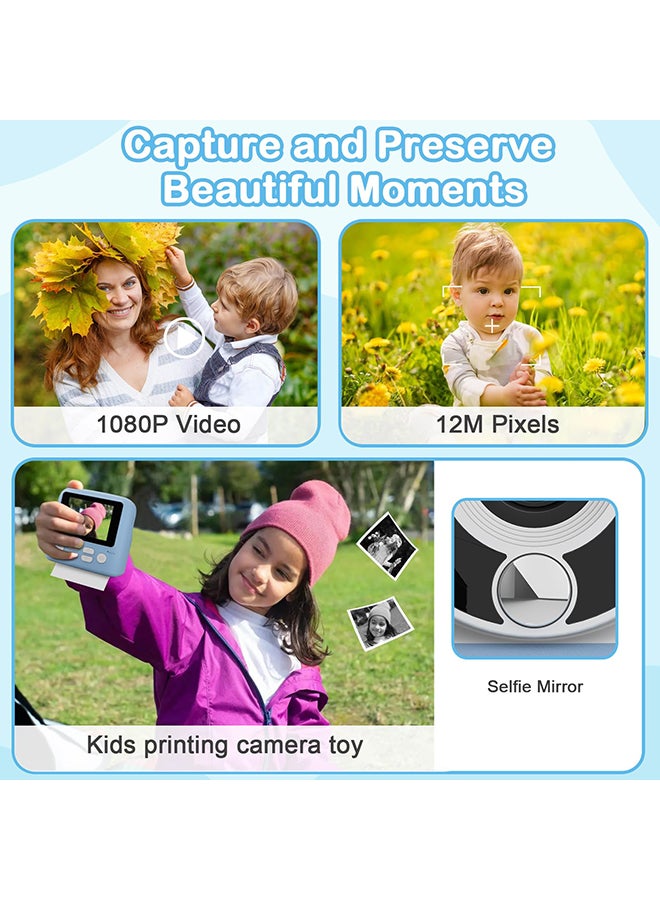 XiuWoo Instant Print Camera for Kids, Christmas Birthday Gifts for Age 3-12, 2.4 Inch Screen Inkless Children Selfie Digital Camera, Toddlers Portable Travel Toys for 3 4 5 6 7 8 Year Old Girls Boys - Image 4